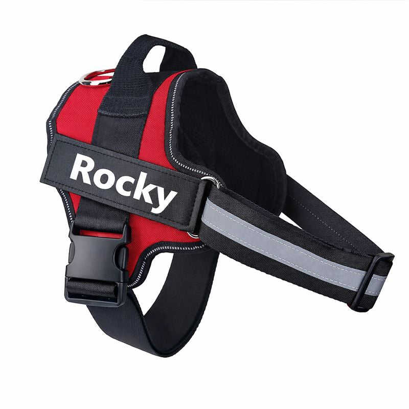 Custom No Pull Dog Harness: reflective trim detail