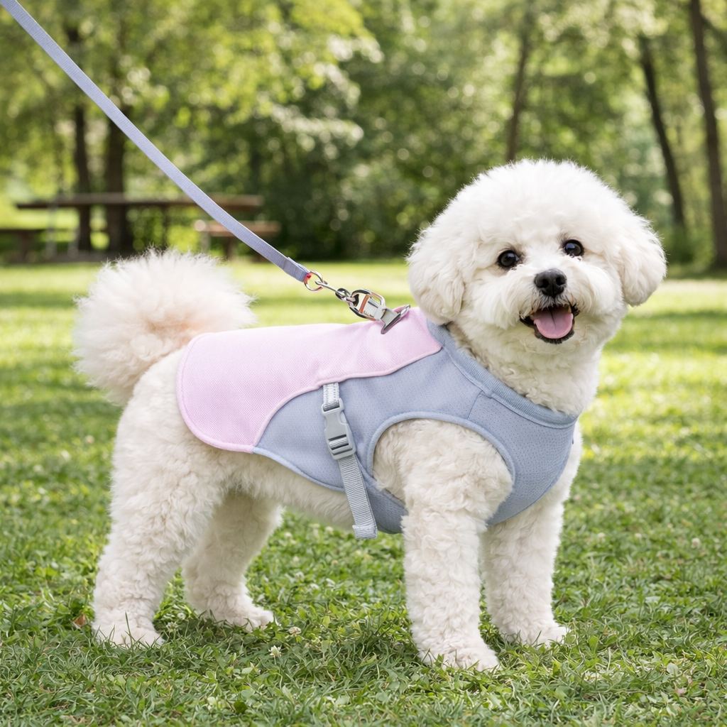 Dog Cooling Vest: dog resting on the bed