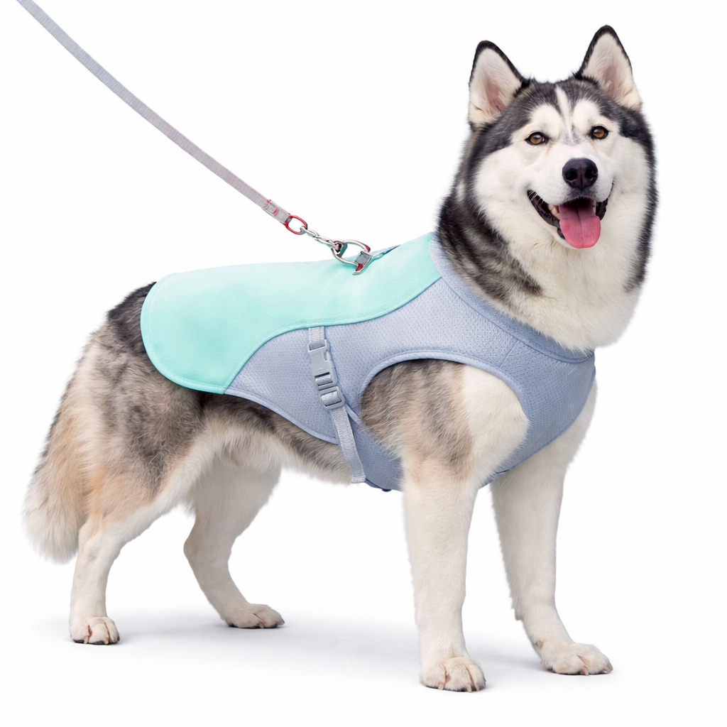 Dog Cooling Vest: plush fabric and stitching detail
