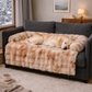 Calming Dog Bed Sofa Protector Pet Mat: plush fabric and stitching detail