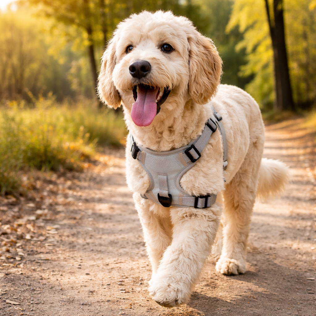 Reflective Adjustable Outdoor Dog Harness: fit on a dog