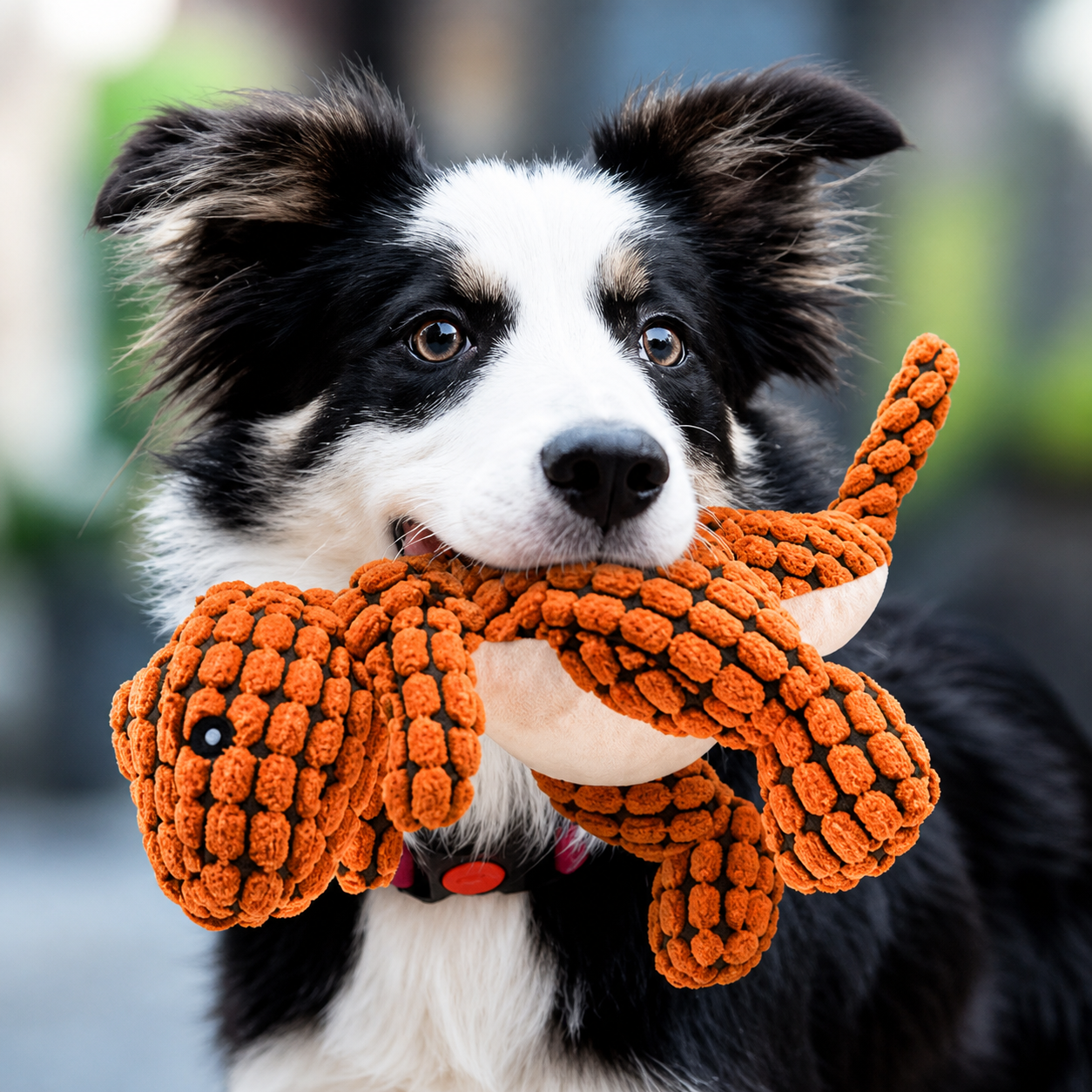 Indestructible Plush Dog Toy: dog playing with the toy