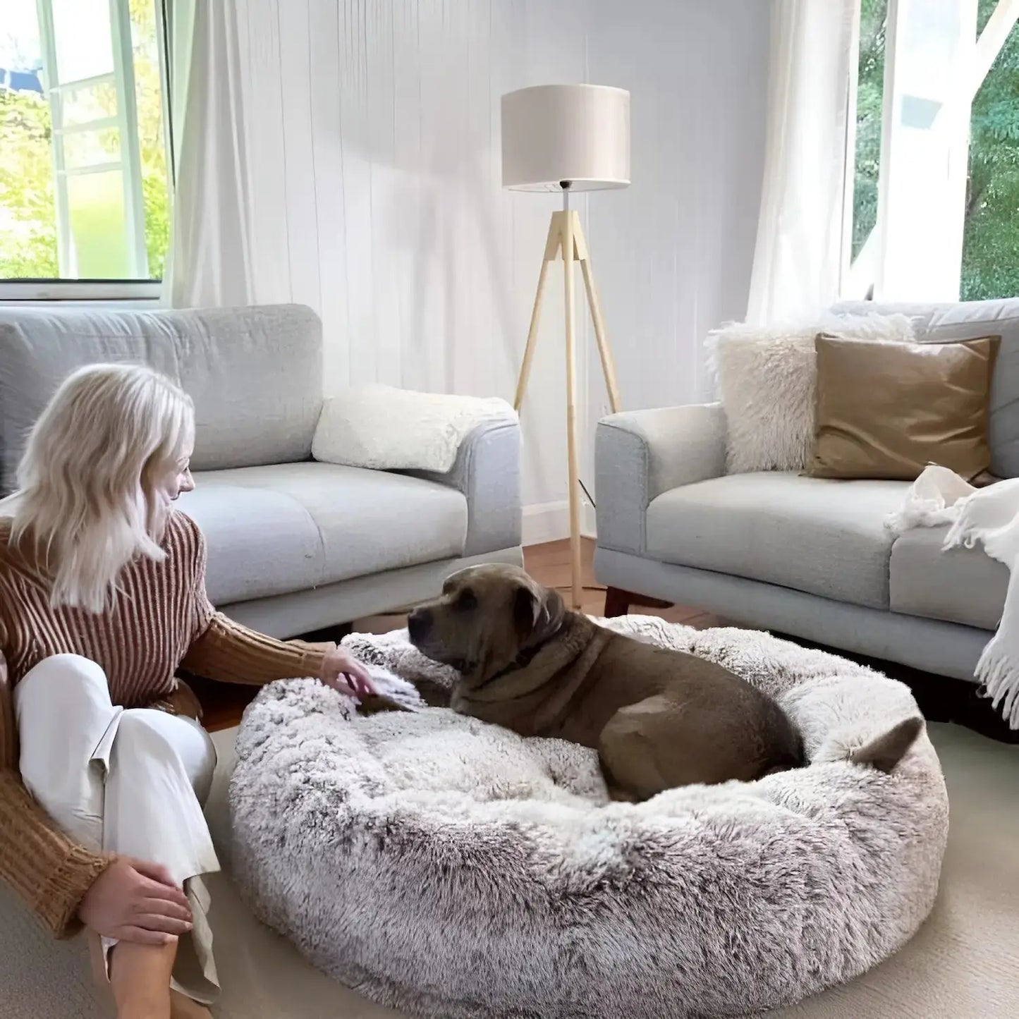 Calming Donut Dog Bed: dog resting on the bed