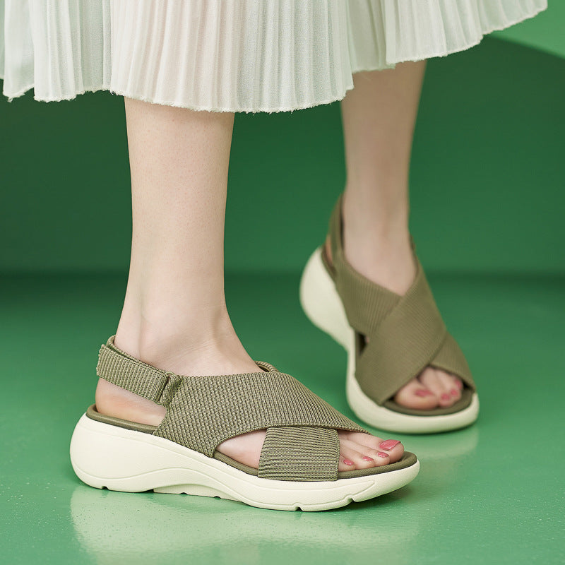 Orthopedic Walking Sandals for Women, Thick Sole Velcro Arch Support Slides