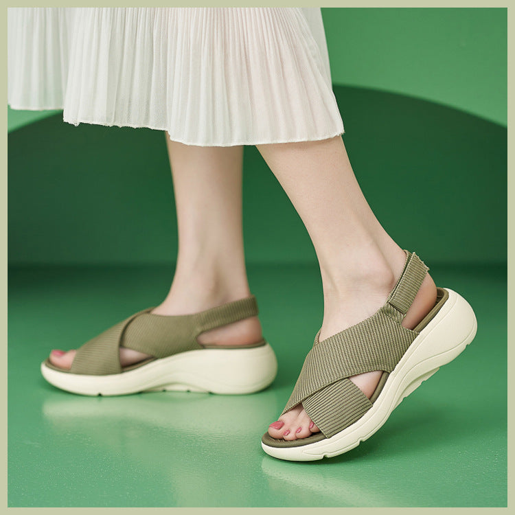 Orthopedic Walking Sandals for Women, Thick Sole Velcro Arch Support Slides