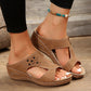 Slide Sandals for Women - Wedge Platform with Carved Cutout Design