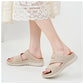 Breathable Platform Sandals for Women, Cutout Velcro Summer Comfort Slides