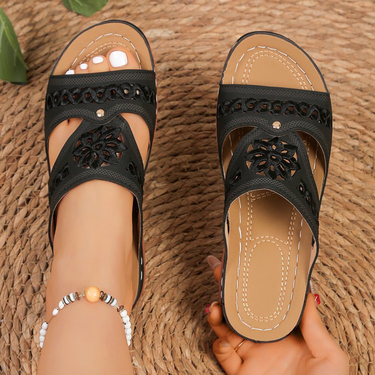 Cutout Wedge Sandals for Women - Comfortable Platform Summer Slides