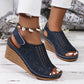 Walking Sandals for Women - Adjustable Strap Wedge with Cutout Design