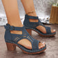 Orthopedic Sandals for Women - Chunky Heel with Breathable Cutout Design