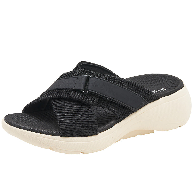 Walking Sandals for Women, Thick-Soled Velcro Sport Comfort Slides