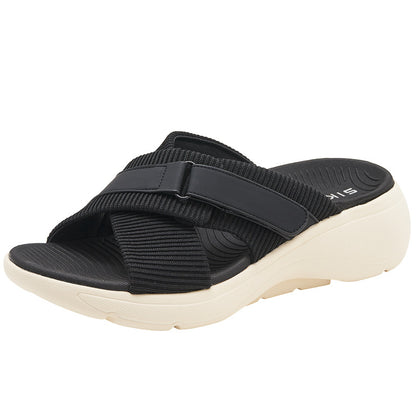 Walking Sandals for Women, Thick-Soled Velcro Sport Comfort Slides