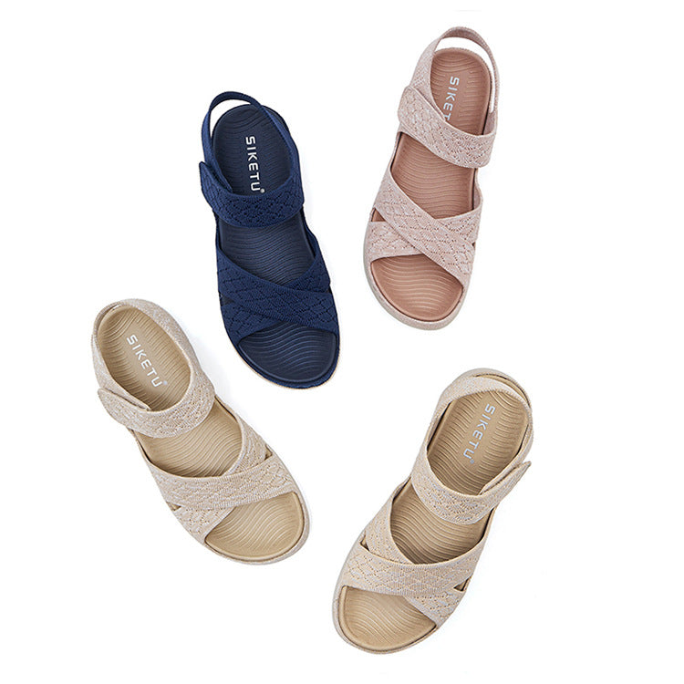Cutout Platform Sandals for Women, Hook-and-Loop Orthopedic Walking Slides