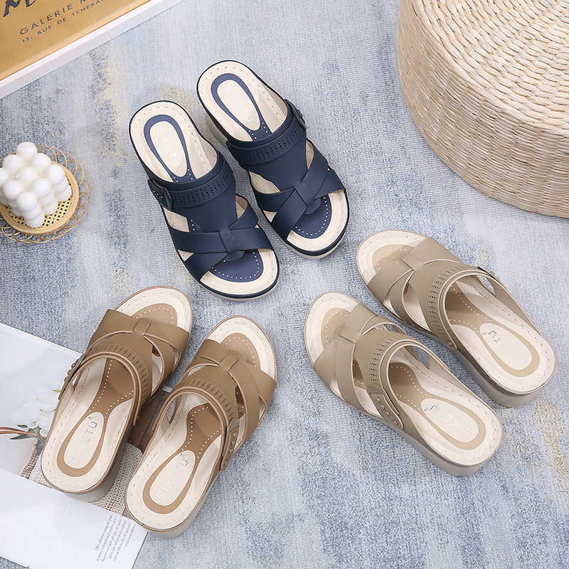 Wedge Sandals for Women, Casual Comfort Open Toe Summer Slides