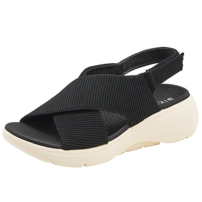 Orthopedic Walking Sandals for Women, Thick Sole Velcro Arch Support Slides