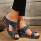 Slide Sandals for Women - Wedge Platform with Carved Cutout Design