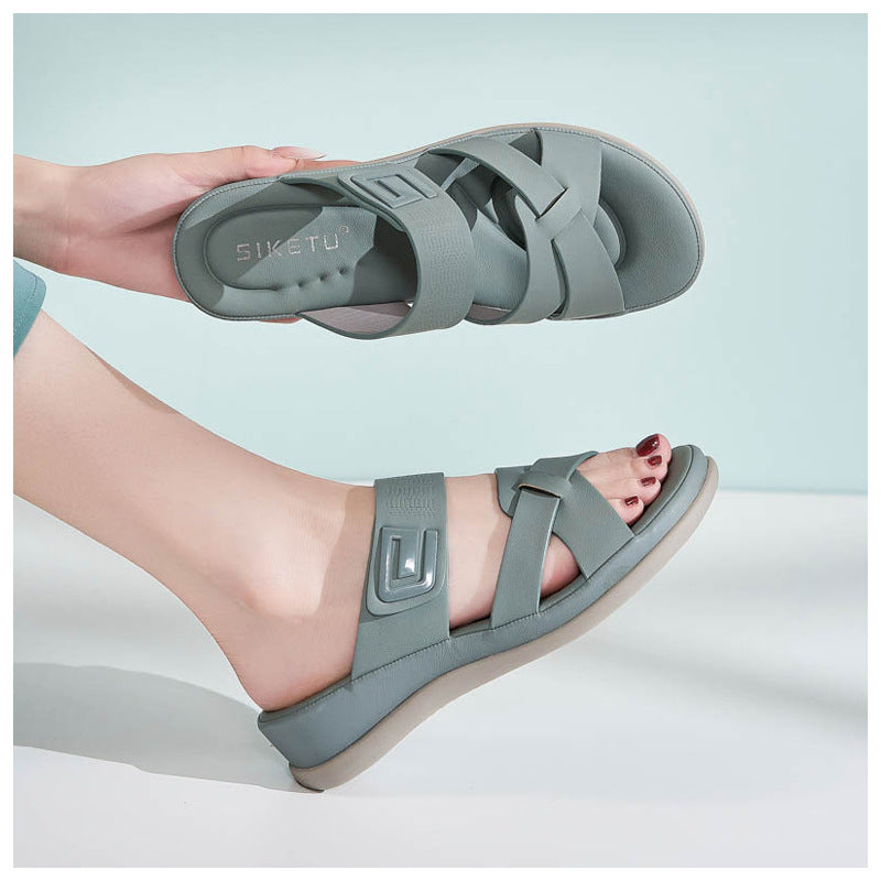 Plus Size Sport Sandals for Women, Plaid Thick Sole Casual Walking Slides