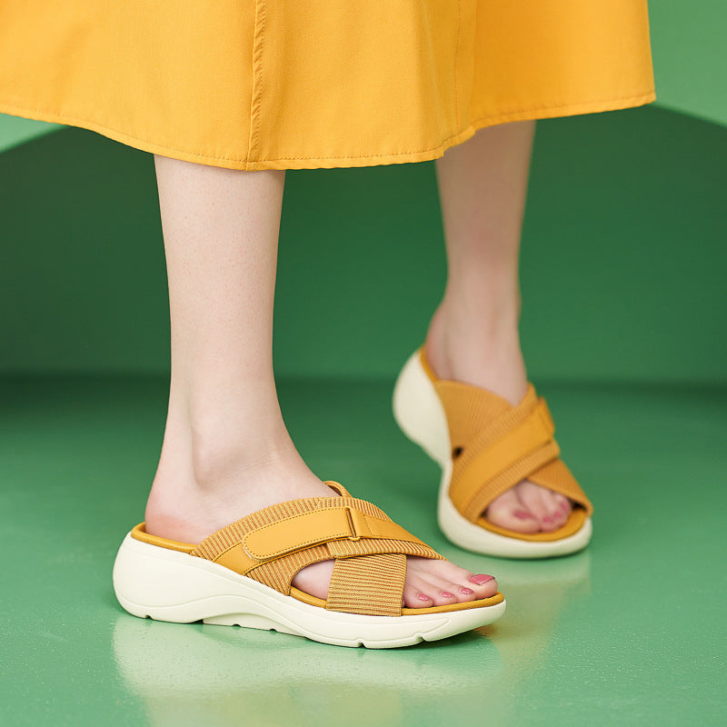 Walking Sandals for Women, Thick-Soled Velcro Sport Comfort Slides