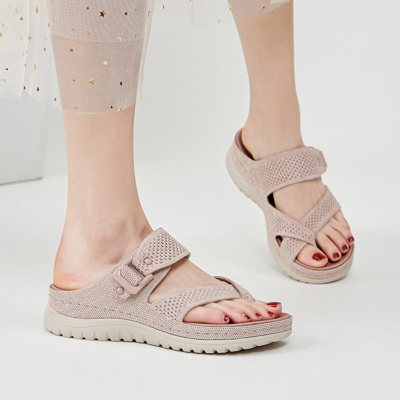 Sport Platform Sandals for Women, Ventilated Cutout Summer Walking Slides