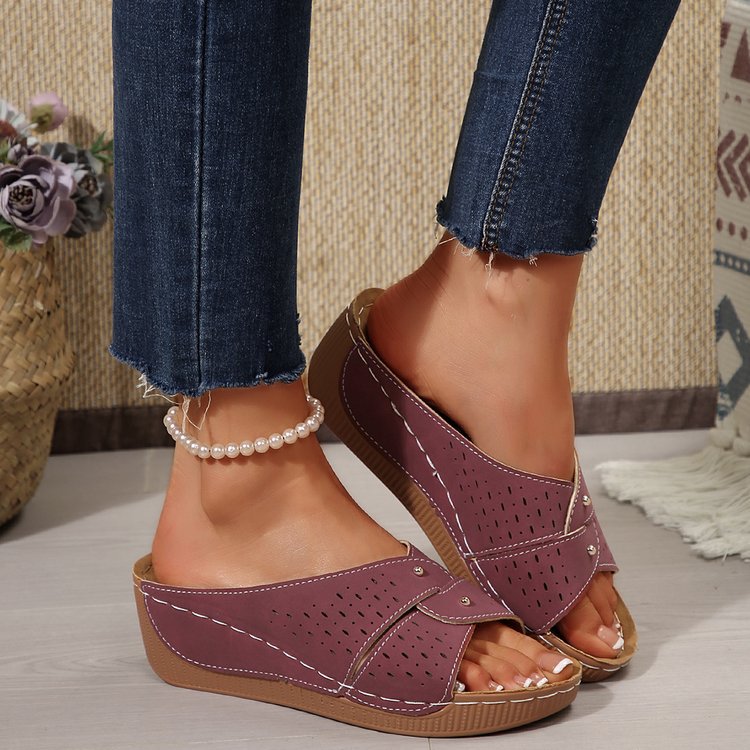Comfortable Wedge Shoes for Women - Breathable Lightweight Summer Slides
