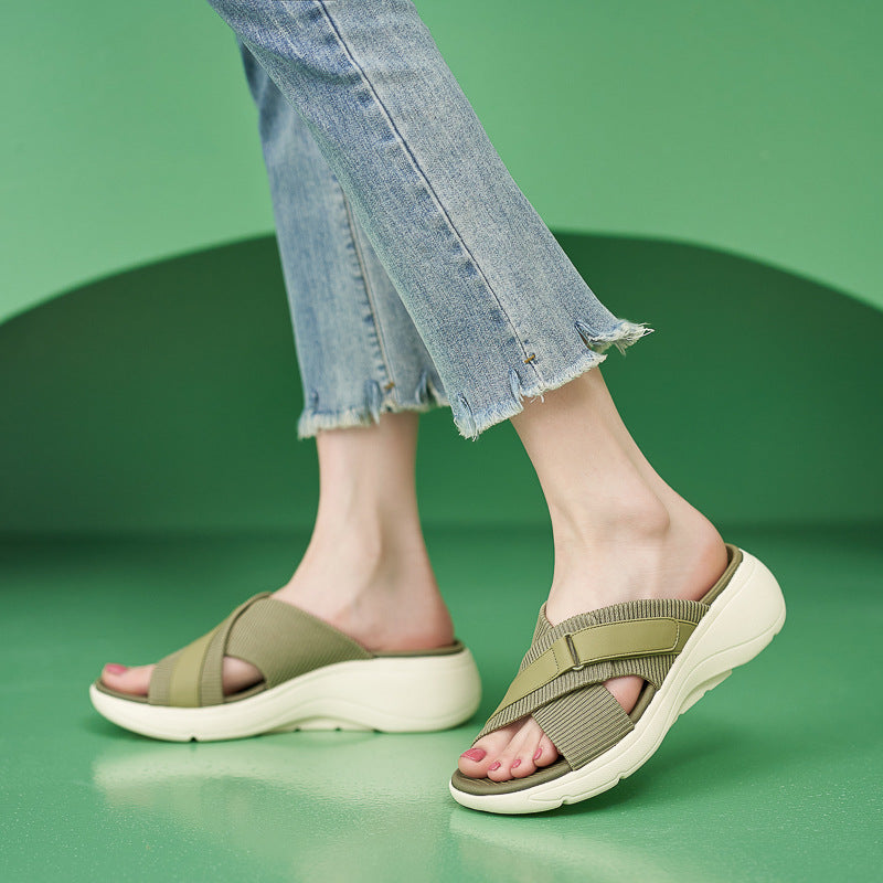 Walking Sandals for Women, Thick-Soled Velcro Sport Comfort Slides