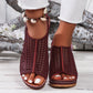 Walking Sandals for Women - Adjustable Strap Wedge with Cutout Design