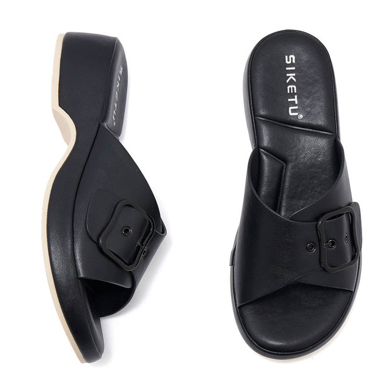Metallic Wedge Sandals for Women, Anti-Slip Beach Summer Slides