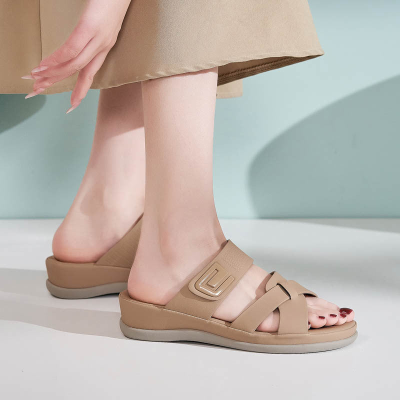 Plus Size Sport Sandals for Women, Plaid Thick Sole Casual Walking Slides