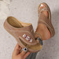 Embroidered Wedge Flip Flops for Women - Lightweight Summer Thong Sandals