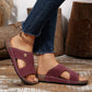 Cork Wedge Slide Sandals for Women - Lightweight Retro Platform Slippers