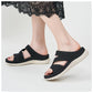 Breathable Platform Sandals for Women, Cutout Velcro Summer Comfort Slides