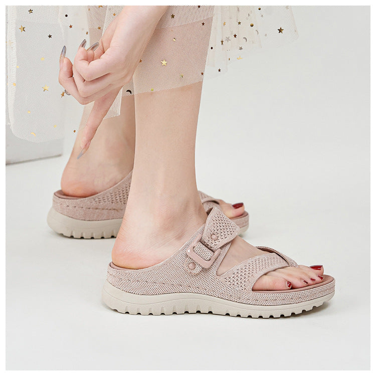 Sport Platform Sandals for Women, Ventilated Cutout Summer Walking Slides