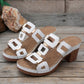 Chunky Heel Slide Sandals for Women - Lightweight Platform Summer Slippers