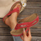 Wedge Flip Flops for Women - Comfortable Thong Sandals with Metal Buckle Detail