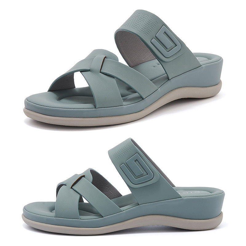 Plus Size Sport Sandals for Women, Plaid Thick Sole Casual Walking Slides