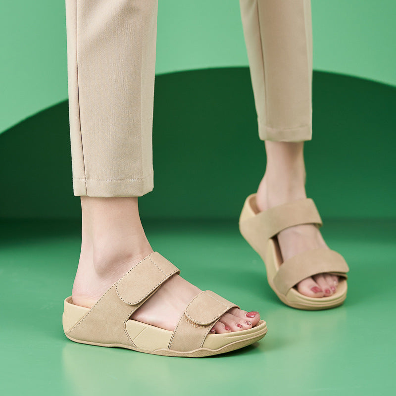 Lightweight Platform Sandals for Women, Elastic Strap Sporty Summer Slides