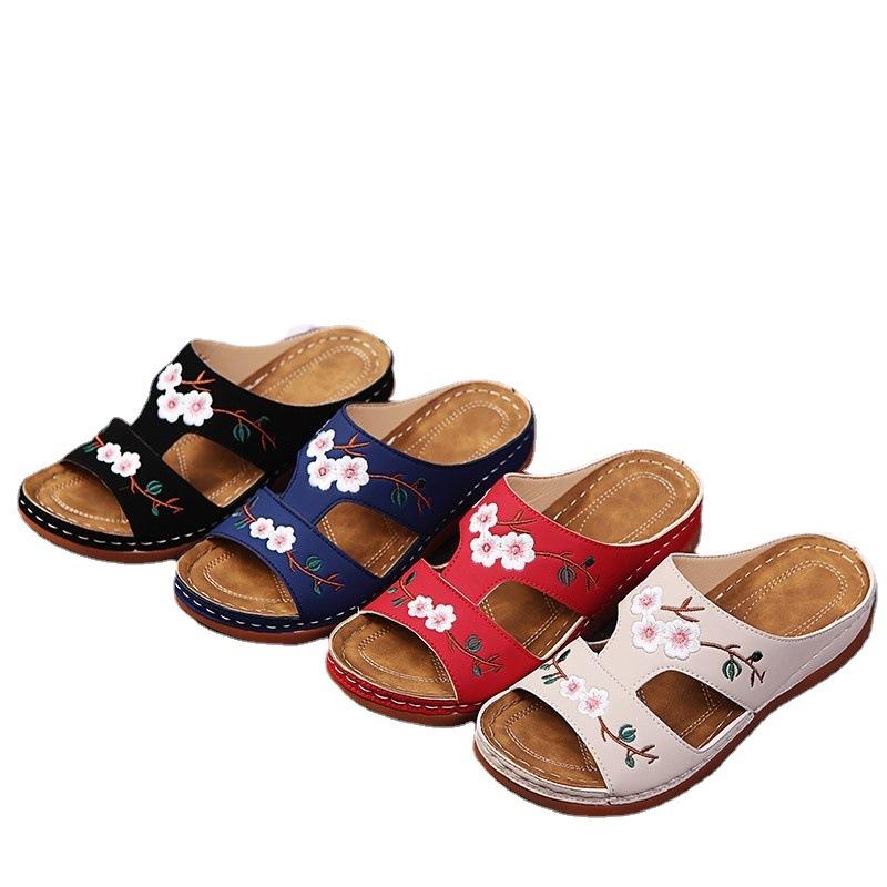 Flower Embroidered Vintage Casual Wedges Sandals