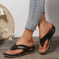Wedge Flip Flops for Women - Comfortable Thong Sandals with Metal Buckle Detail