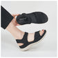 Platform Beach Sandals for Women, Cutout Hook-and-Loop Summer Slides