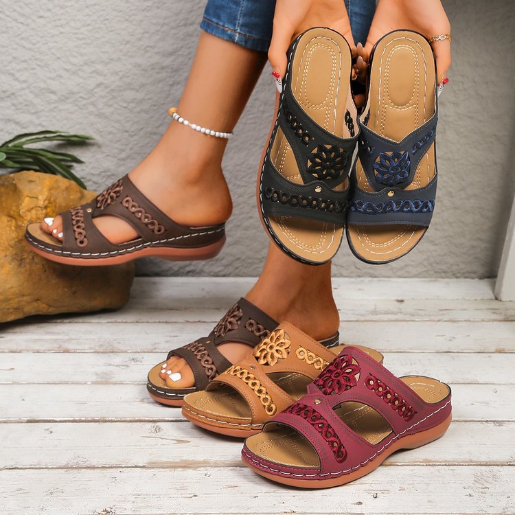 Cutout Wedge Sandals for Women - Comfortable Platform Summer Slides