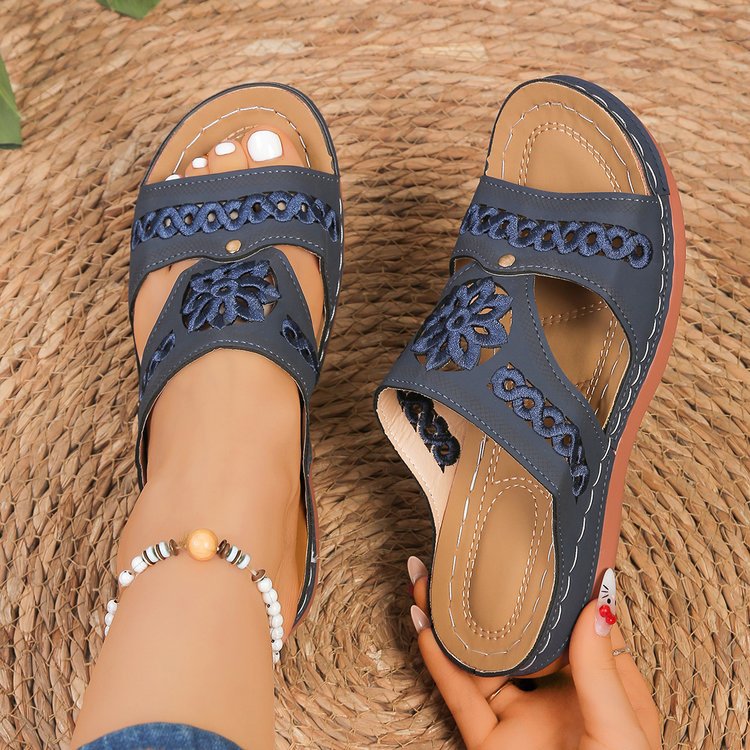 Cutout Wedge Sandals for Women - Comfortable Platform Summer Slides