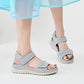 Platform Beach Sandals for Women, Cutout Hook-and-Loop Summer Slides