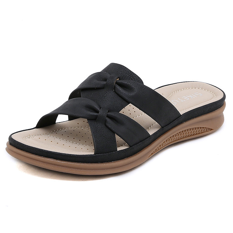 Wide Width Wedge Sandals for Women, Plus Size Retro Casual Comfort Slides