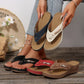 Wedge Flip Flops for Women - Comfortable Thong Sandals with Metal Buckle Detail
