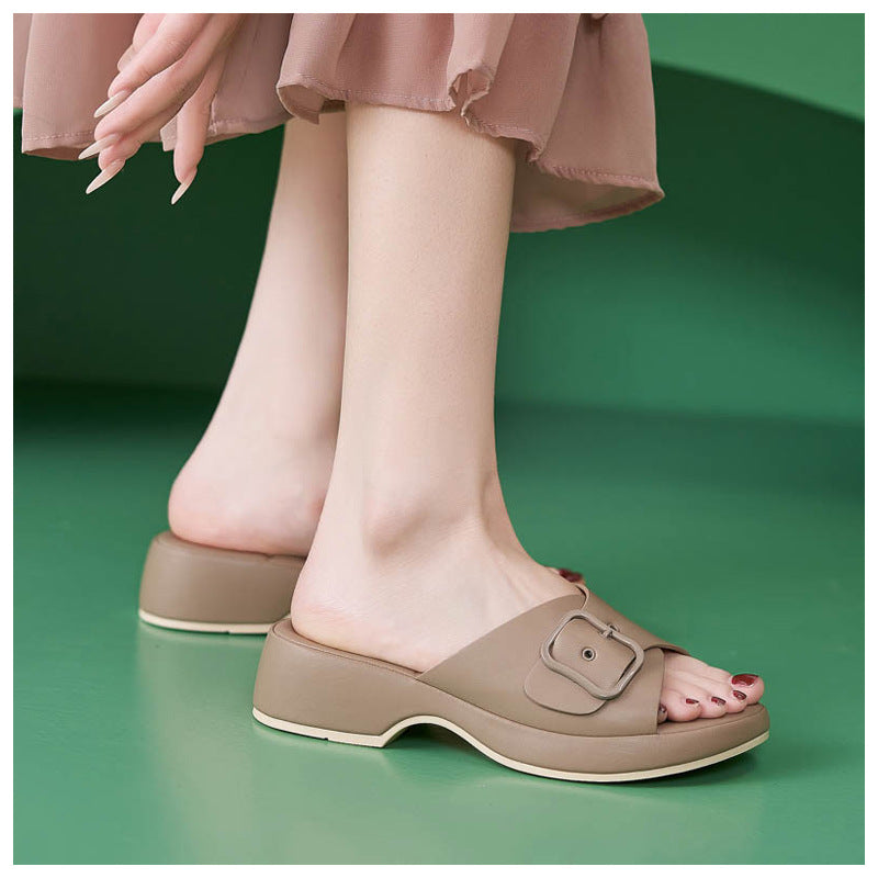 Metallic Wedge Sandals for Women, Anti-Slip Beach Summer Slides