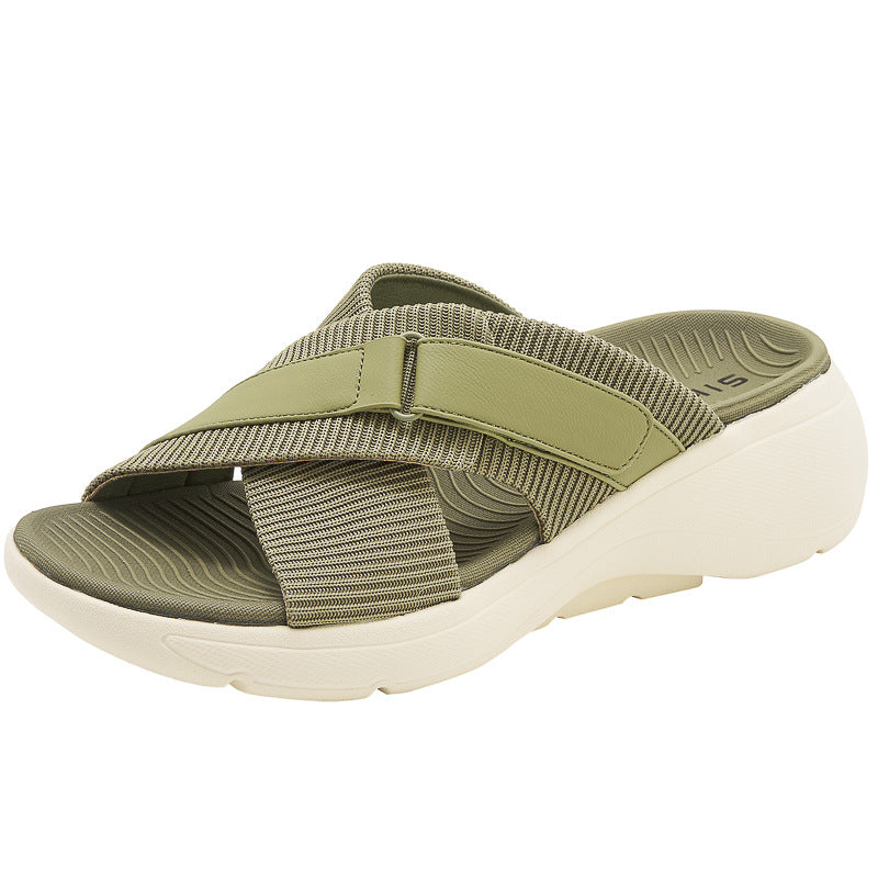 Walking Sandals for Women, Thick-Soled Velcro Sport Comfort Slides