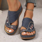 Embroidered Wedge Flip Flops for Women - Lightweight Summer Thong Sandals