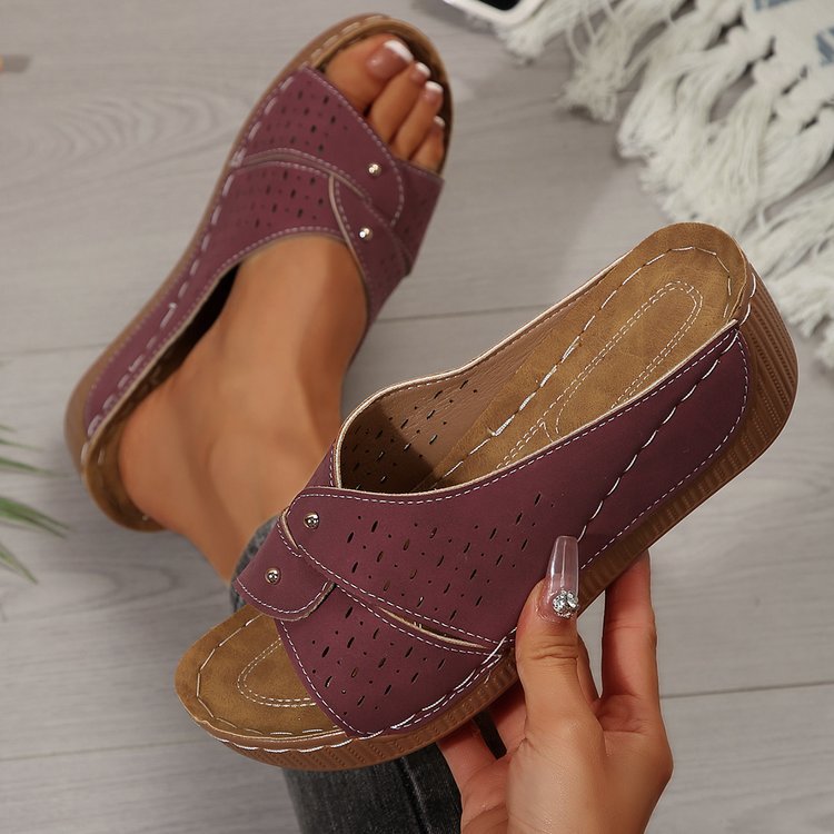 Comfortable Wedge Shoes for Women - Breathable Lightweight Summer Slides