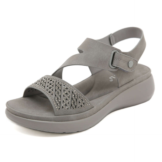 Platform Sandals for Women, Lightweight Rhinestone Velcro Summer Slides