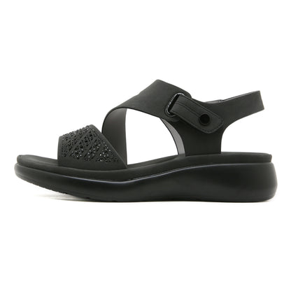 Platform Sandals for Women, Lightweight Rhinestone Velcro Summer Slides
